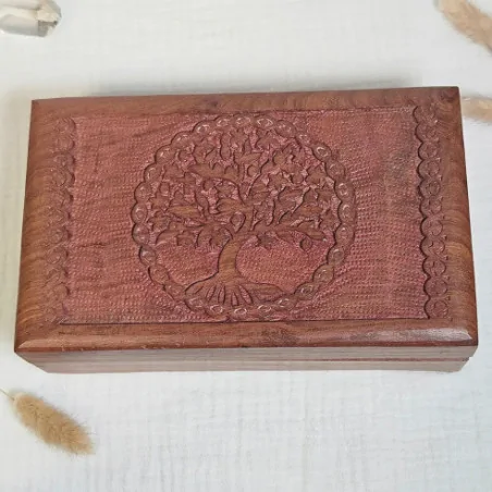 Boîte à Bijoux en Bois Arbre de Vie – Rangement sacré