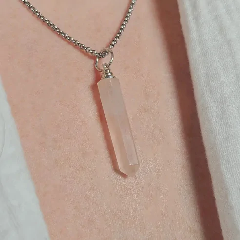 Pendentif Quartz Rose Pointe – Pierre de tendresse, guérison