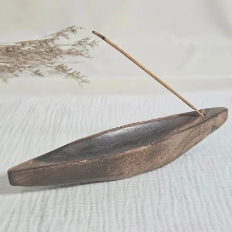 Porte-Encens Double Pirogue – Support artisanal pour encens