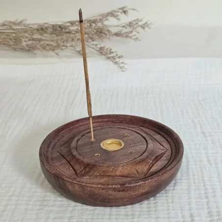 Porte-Encens Rond en Bois – Élégance & Simplicité sacrée