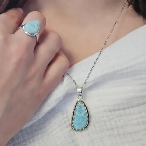 Parure Sirène Larimar & Argent| Atelier des Sens