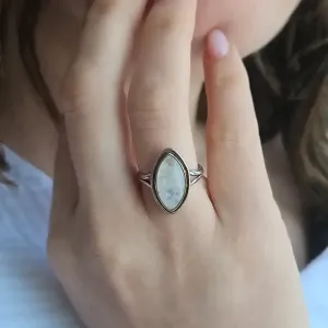 Bague Marquise Pierre de Lune – Argent 925 –Intuitif Féminin
