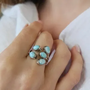 Bague Larimar Argent Réglable – Pierre d’Apaisement