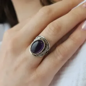 Bague Améthyste Argent Ovale – Élégance et Apaisement
