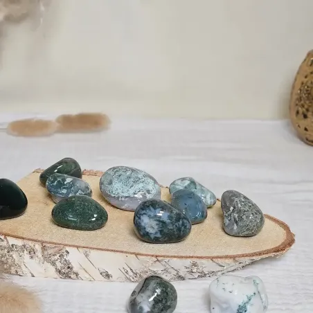 Pierre roulée Agate mousse - Équilibre et harmonie