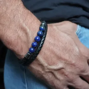Bracelet double cuir et Lapis-Lazuli – Intuition ancrée