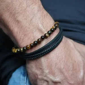 Bracelet Cuir et Oeil de Tigre – Protection & Confiance