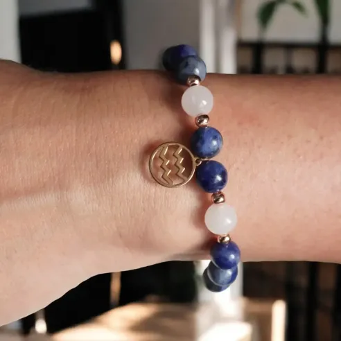 Bracelet Verseau sodalite – quartz rose