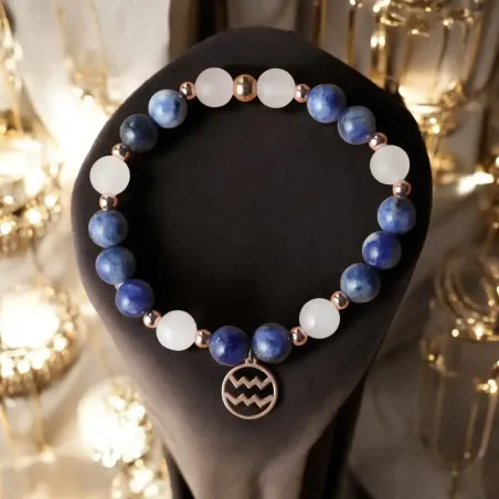 Bracelet Verseau sodalite – quartz rose