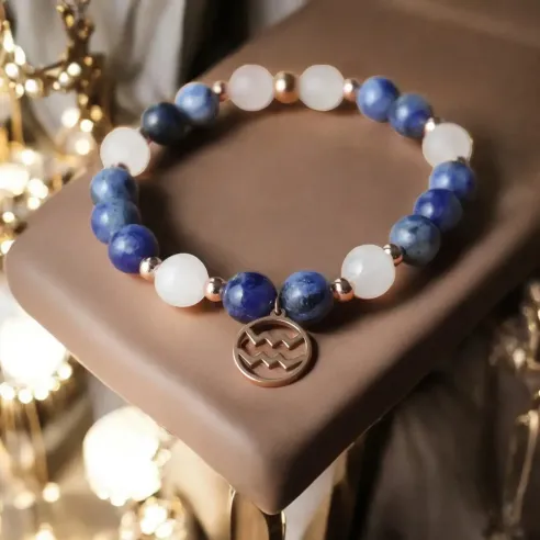 Bracelet Verseau sodalite – quartz rose