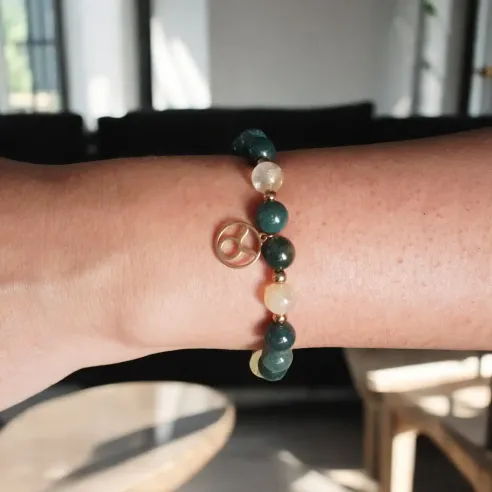 Bracelet Taureau citrine – agate mousse & abondance