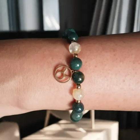 Bracelet Taureau citrine – agate mousse & abondance