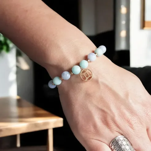 Bracelet Gémeaux calcédoine – aventurine & fluidité mentale