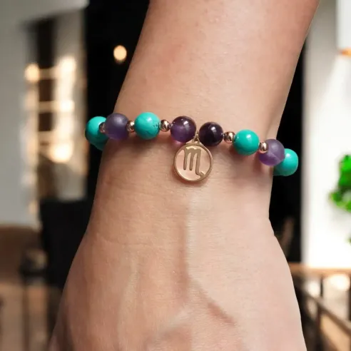 Bracelet Scorpion turquoise – améthyste & sagesse intérieure