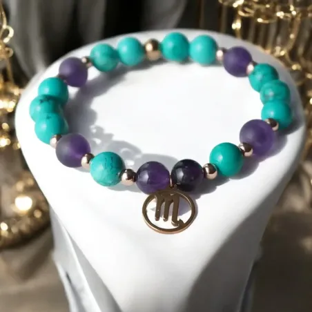 Bracelet Scorpion turquoise – améthyste & sagesse intérieure