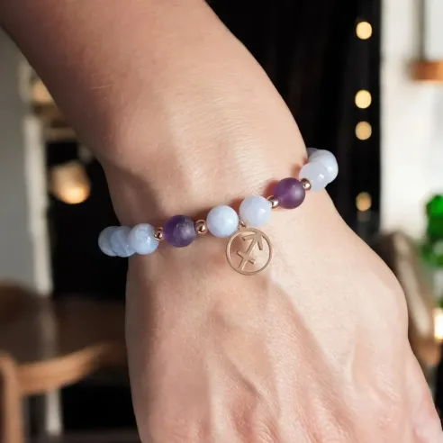 Bracelet Sagittaire calcédoine – améthyste