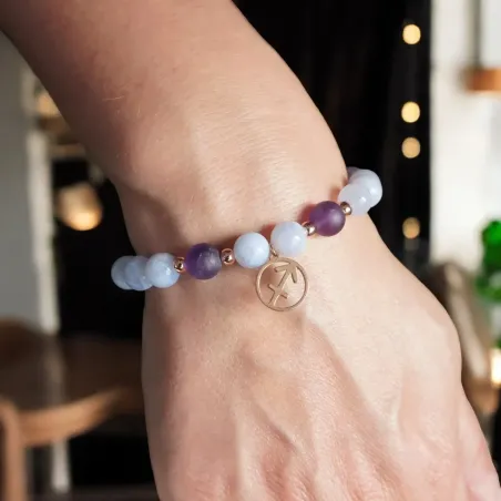 Bracelet Sagittaire calcédoine – améthyste