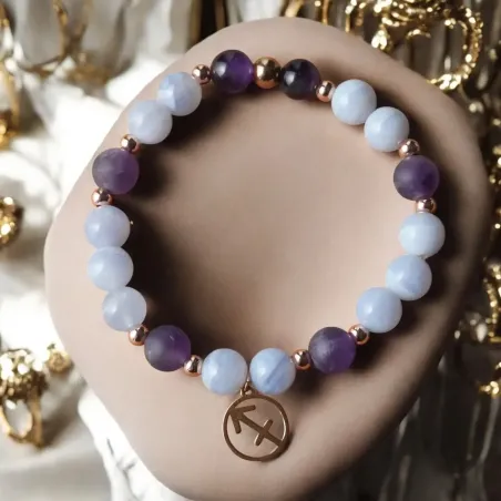 Bracelet Sagittaire calcédoine – améthyste