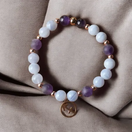 Bracelet Sagittaire calcédoine – améthyste