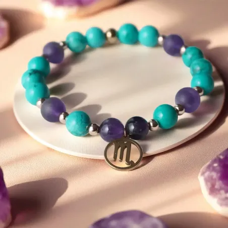 Bracelet Scorpion turquoise – améthyste & sagesse intérieure
