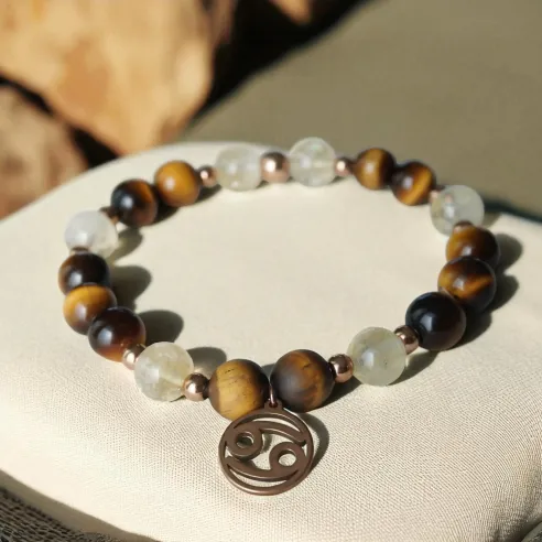 Bracelet Cancer citrine – œil de tigre & stabilité