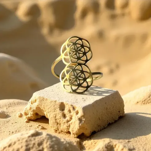 Bague Double Fleur de Vie – Harmonie et Lumière Sacrée