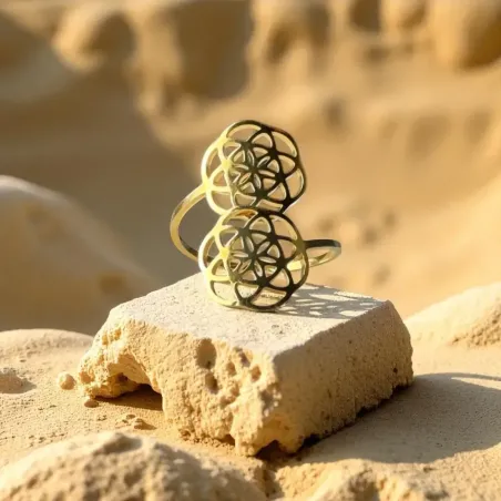 Bague Double Fleur de Vie – Harmonie et Lumière Sacrée