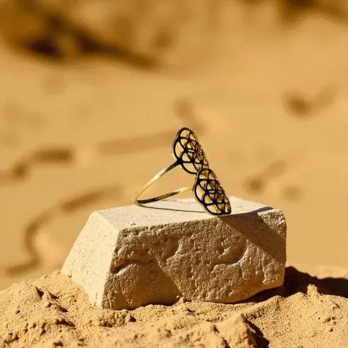 Bague Double Fleur de Vie – Harmonie et Lumière Sacrée