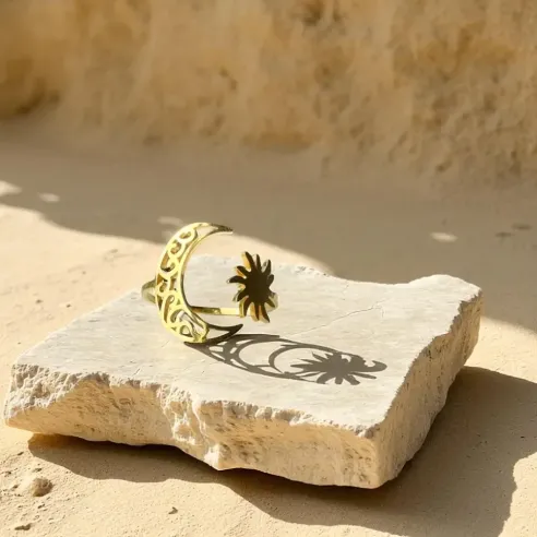 Bague Lune et Soleil – Harmonie et Éclat Spirituel