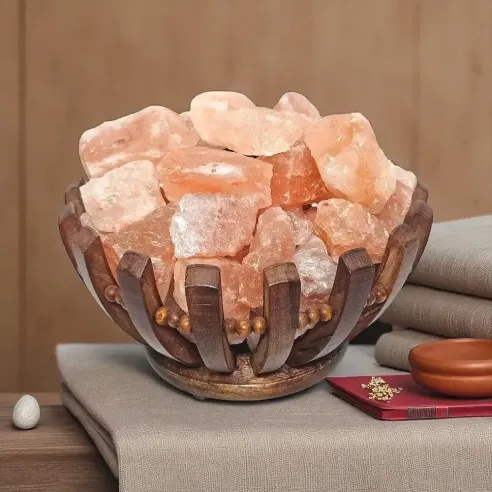 Lampe de sel Himalaya panier – Lumière naturelle et apaisante