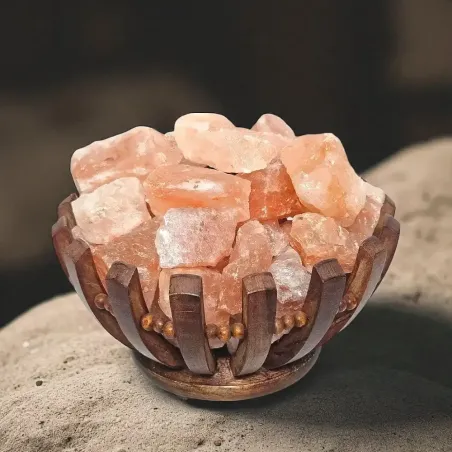 Lampe de sel Himalaya panier – Lumière naturelle et apaisante