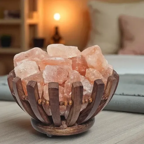 Lampe de sel Himalaya panier – Lumière naturelle et apaisante