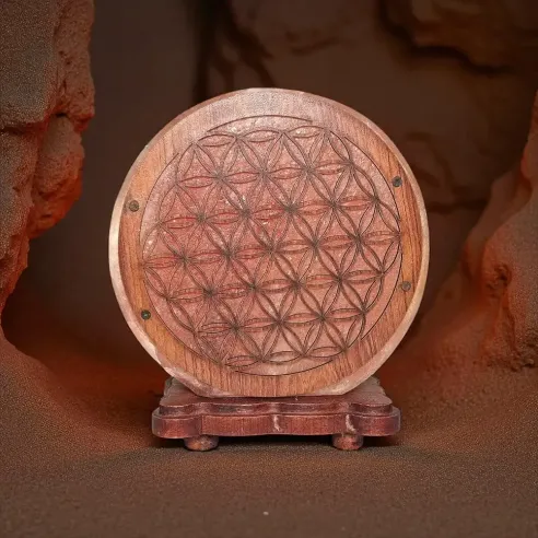 Lampe de sel Fleur de Vie – Lumière purifiante & sacrée