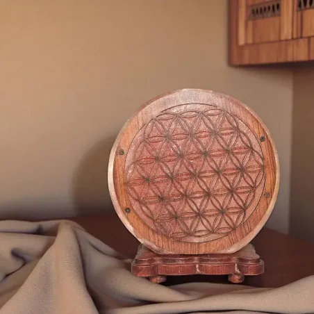 Lampe de sel Fleur de Vie – Lumière purifiante & sacrée