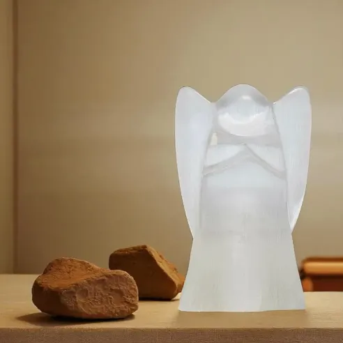 Lampe ange sélénite – Pierre de lumière et présence spirituelle