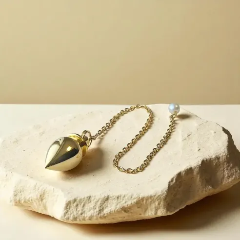 Pendule Goutte Collerette doré – Radiesthésie & élégance