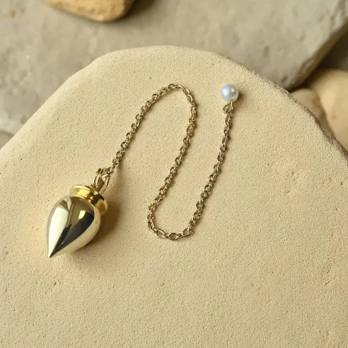 Pendule Goutte Collerette doré – Radiesthésie & élégance