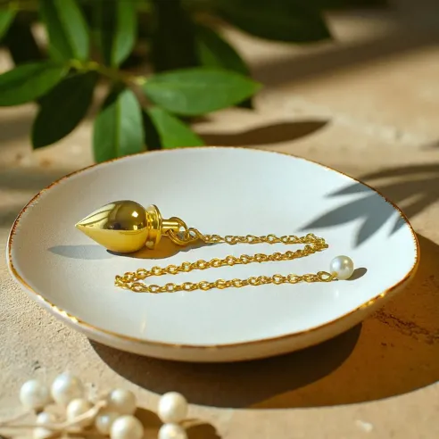 Pendule Goutte Collerette doré – Radiesthésie & élégance