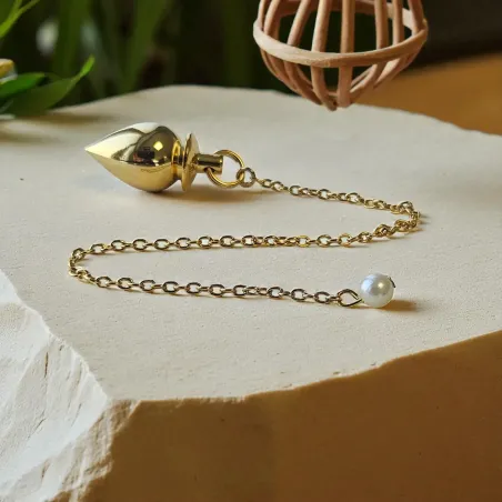 Pendule Goutte Collerette doré – Radiesthésie & élégance