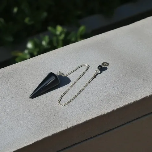 Pendule obsidienne cône lisse – Outil de divination protecteur