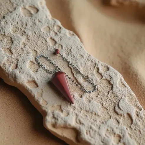 Pendule Jaspe Rouge Hexagonal – Vitalité Ancrage Énergétique