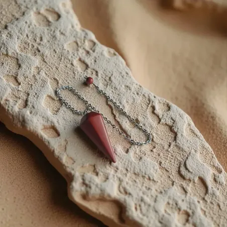 Pendule Jaspe Rouge Hexagonal – Vitalité Ancrage Énergétique