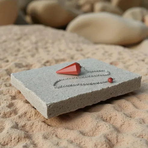 Pendule Jaspe Rouge Hexagonal – Vitalité Ancrage Énergétique