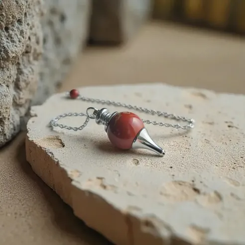 Pendule jaspe rouge boule – Vitalité et radiesthésie ancrée