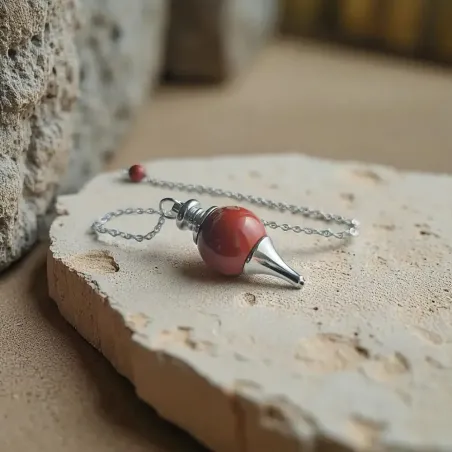 Pendule jaspe rouge boule – Vitalité et radiesthésie ancrée