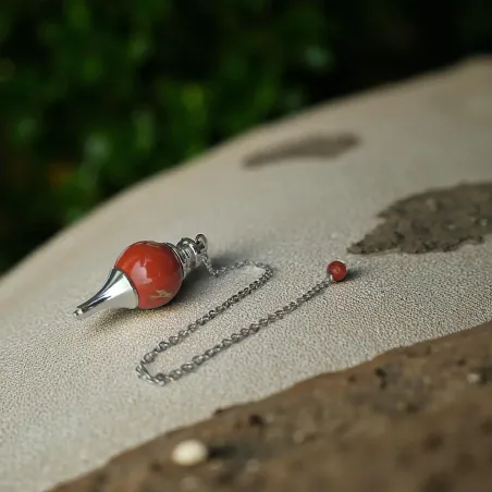 Pendule jaspe rouge boule – Vitalité et radiesthésie ancrée