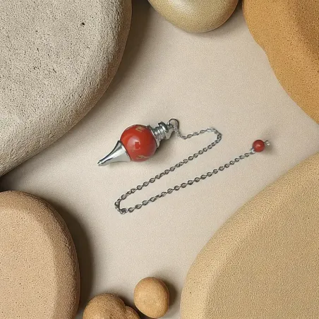 Pendule jaspe rouge boule – Vitalité et radiesthésie ancrée