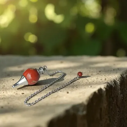 Pendule jaspe rouge boule – Vitalité et radiesthésie ancrée