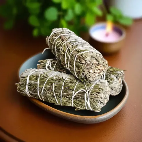 Fagot Sauge et Romarin 10 cm – Purification Énergie Positive