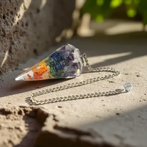 Pendule Orgonite 7 chakras – outil de divination énergétique